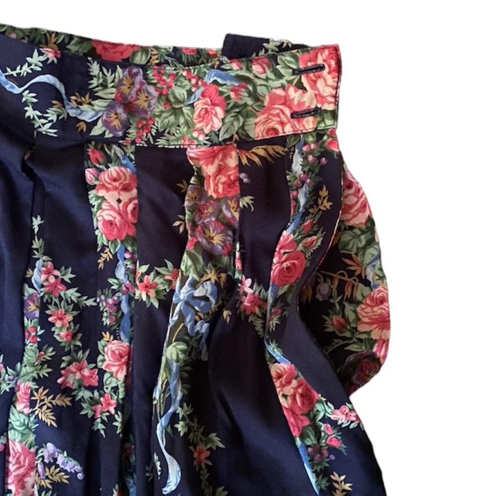 Vintage Herman Geist 100% Rayon Floral Maxi Skirt 0-2 - Picture 4 of 7